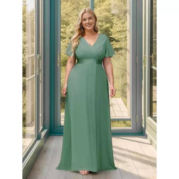 EverPretty Womens Double VNeck Formal Dresses Plus Size Bridesmaid Dress 09890PZLight Green