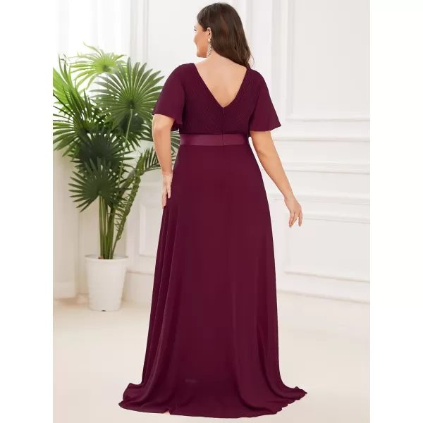EverPretty Womens Double VNeck Formal Dresses Plus Size Bridesmaid Dress 09890PZMulberry