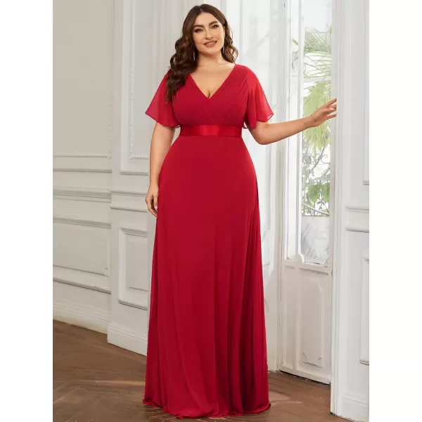 EverPretty Womens Double VNeck Formal Dresses Plus Size Bridesmaid Dress 09890PZRed