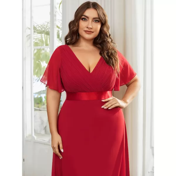 EverPretty Womens Double VNeck Formal Dresses Plus Size Bridesmaid Dress 09890PZRed