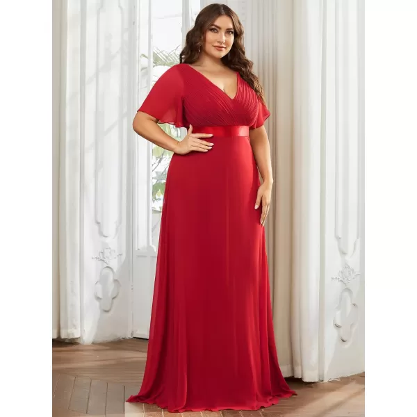EverPretty Womens Double VNeck Formal Dresses Plus Size Bridesmaid Dress 09890PZRed