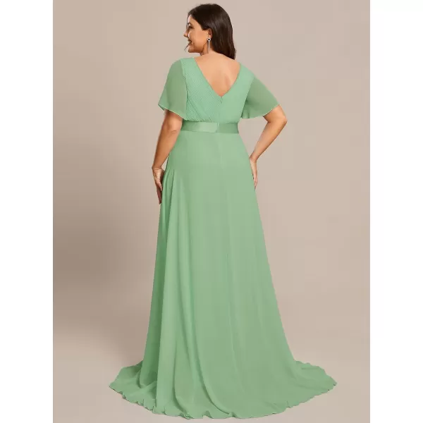 EverPretty Womens Double VNeck Formal Dresses Plus Size Bridesmaid Dress 09890PZSage Green