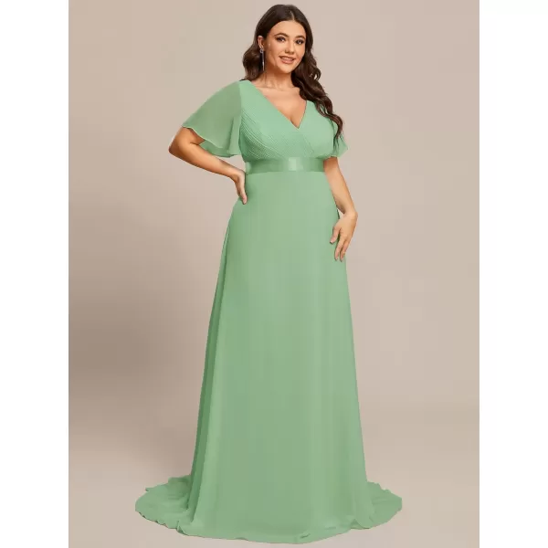 EverPretty Womens Double VNeck Formal Dresses Plus Size Bridesmaid Dress 09890PZSage Green