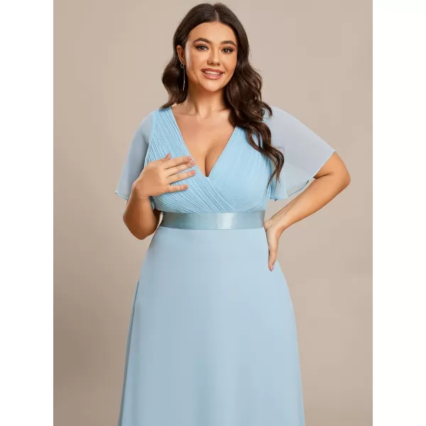 EverPretty Womens Double VNeck Formal Dresses Plus Size Bridesmaid Dress 09890PZSky Blue