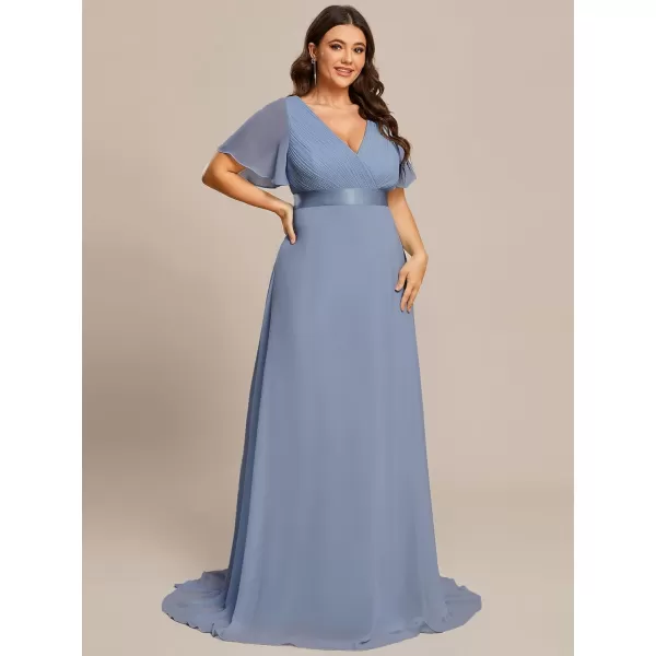 EverPretty Womens Double VNeck Formal Dresses Plus Size Bridesmaid Dress 09890PZSlate Blue