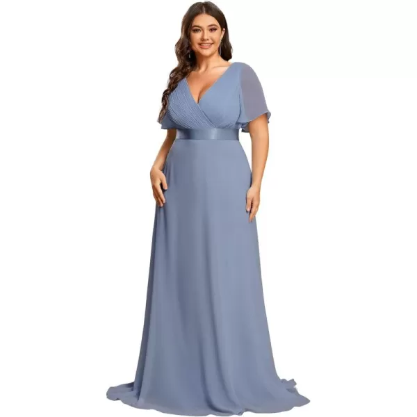 EverPretty Womens Double VNeck Formal Dresses Plus Size Bridesmaid Dress 09890PZSlate Blue