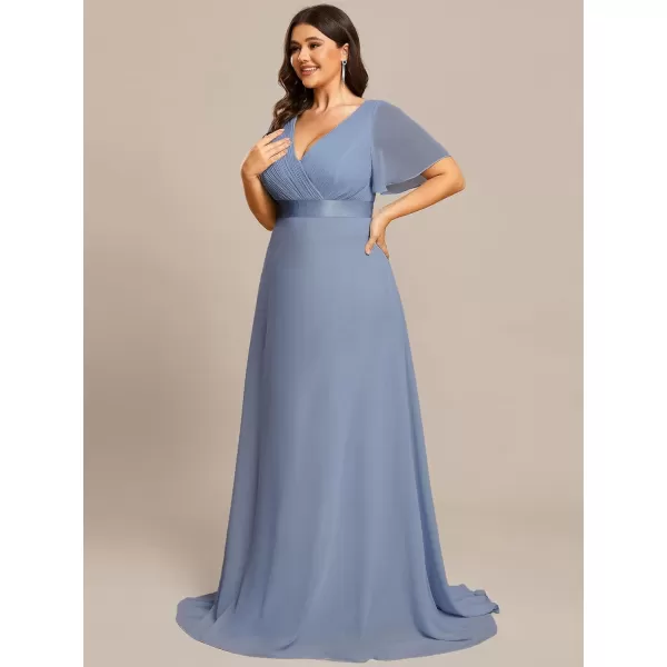 EverPretty Womens Double VNeck Formal Dresses Plus Size Bridesmaid Dress 09890PZSlate Blue