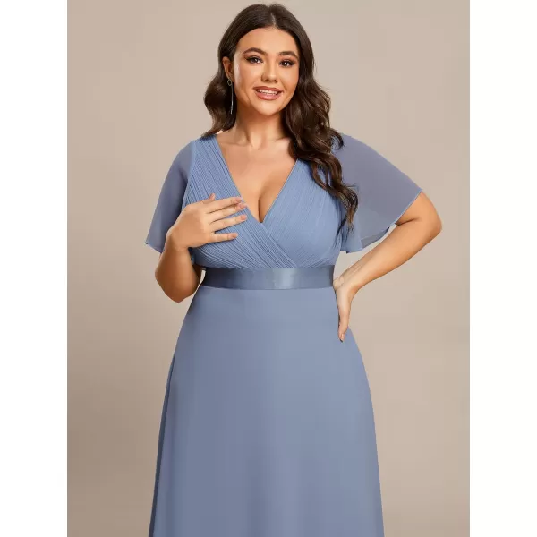 EverPretty Womens Double VNeck Formal Dresses Plus Size Bridesmaid Dress 09890PZSlate Blue