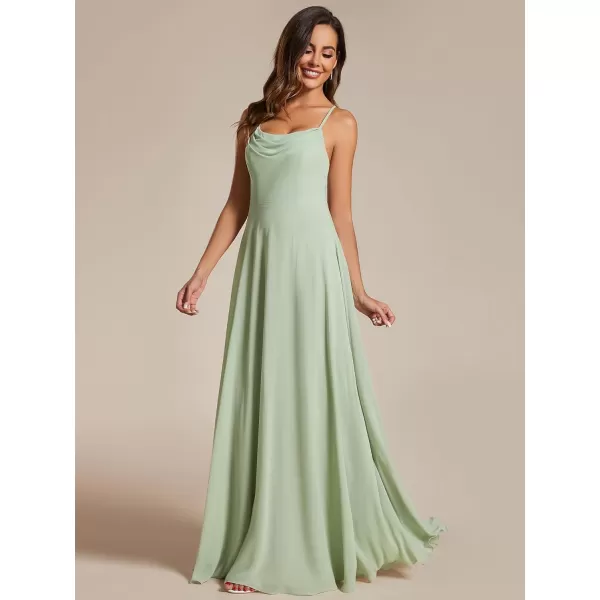 EverPretty Womens Elegant A Line Spaghetti Straps Cowl Neck Sleeveless Long Bridesmaid Dresses 02094Mint Green