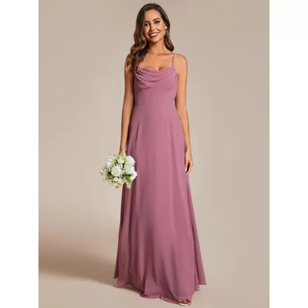 EverPretty Womens Elegant A Line Spaghetti Straps Cowl Neck Sleeveless Long Bridesmaid Dresses 02094Orchid