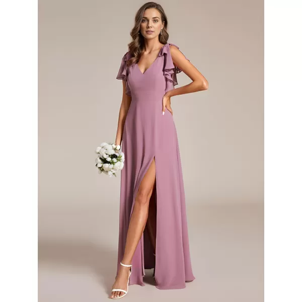 EverPretty Womens Elegant Mother of The Groom Dresses Double V Neck Sleeveless Chiffon Bridesmaid DressesAorchid