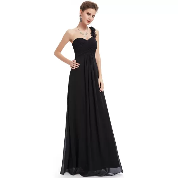 EverPretty Womens Elegant One Shoulder Empire Waist Flowy Maxi Bridesmaids Dress 09768USABlack