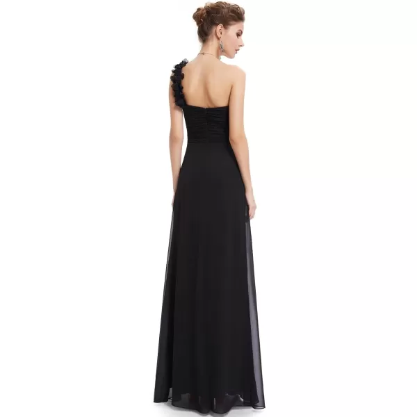 EverPretty Womens Elegant One Shoulder Empire Waist Flowy Maxi Bridesmaids Dress 09768USABlack