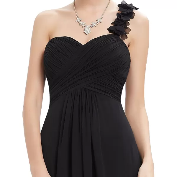 EverPretty Womens Elegant One Shoulder Empire Waist Flowy Maxi Bridesmaids Dress 09768USABlack