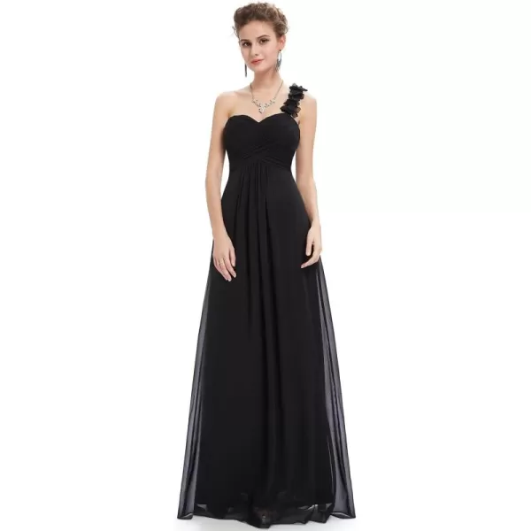 EverPretty Womens Elegant One Shoulder Empire Waist Flowy Maxi Bridesmaids Dress 09768USABlack