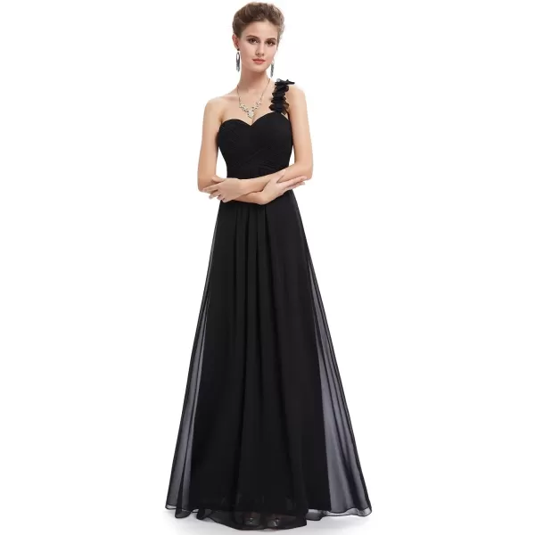 EverPretty Womens Elegant One Shoulder Empire Waist Flowy Maxi Bridesmaids Dress 09768USABlack