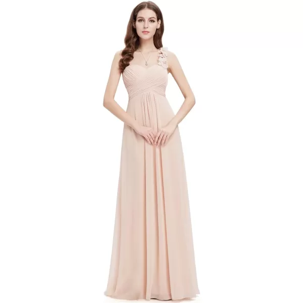 EverPretty Womens Elegant One Shoulder Empire Waist Flowy Maxi Bridesmaids Dress 09768USABlush