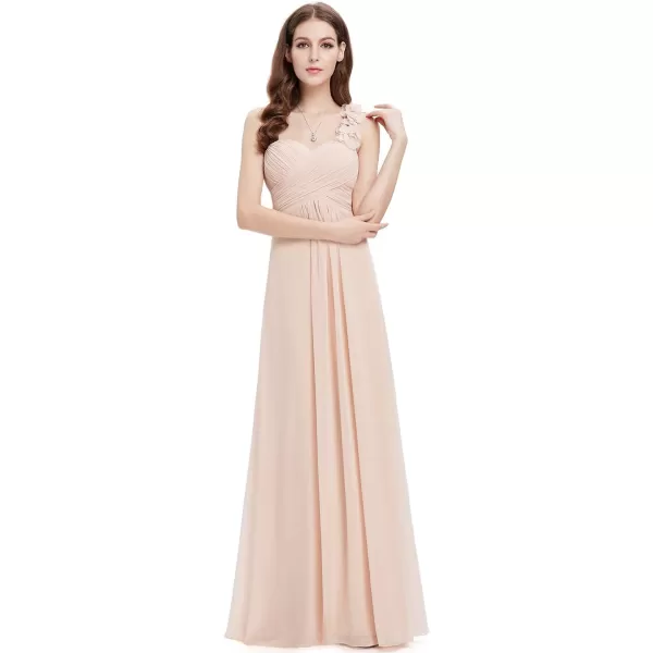 EverPretty Womens Elegant One Shoulder Empire Waist Flowy Maxi Bridesmaids Dress 09768USABlush