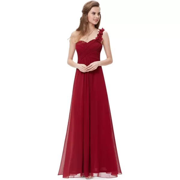 EverPretty Womens Elegant One Shoulder Empire Waist Flowy Maxi Bridesmaids Dress 09768USABurgundy