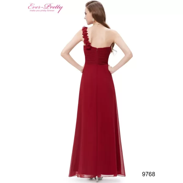 EverPretty Womens Elegant One Shoulder Empire Waist Flowy Maxi Bridesmaids Dress 09768USABurgundy