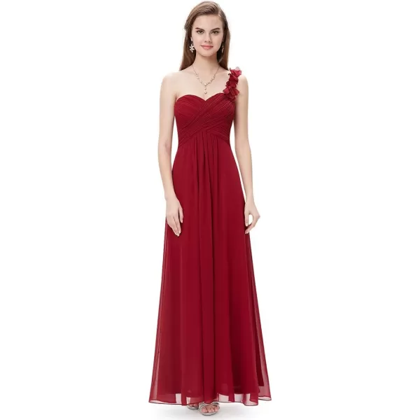 EverPretty Womens Elegant One Shoulder Empire Waist Flowy Maxi Bridesmaids Dress 09768USABurgundy