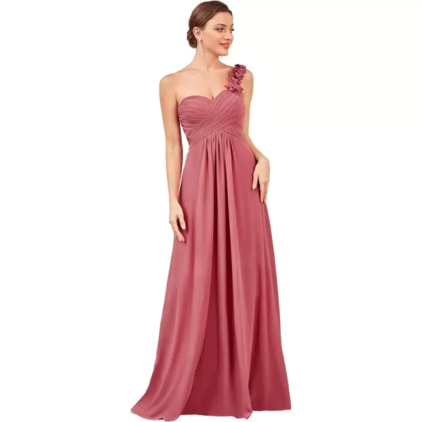 EverPretty Womens Elegant One Shoulder Empire Waist Flowy Maxi Bridesmaids Dress 09768USACame Brown