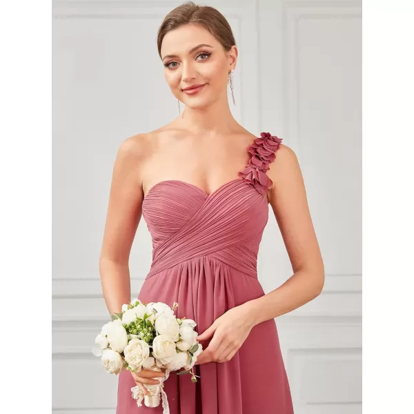 EverPretty Womens Elegant One Shoulder Empire Waist Flowy Maxi Bridesmaids Dress 09768USACame Brown