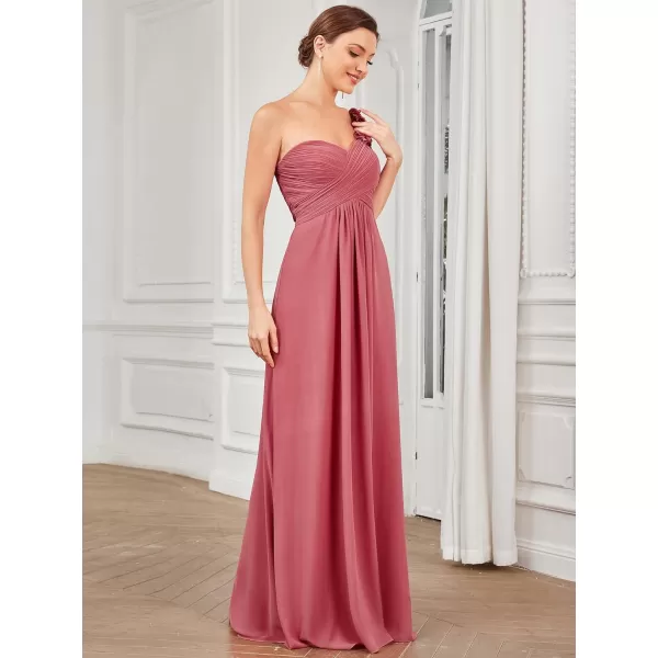 EverPretty Womens Elegant One Shoulder Empire Waist Flowy Maxi Bridesmaids Dress 09768USACame Brown