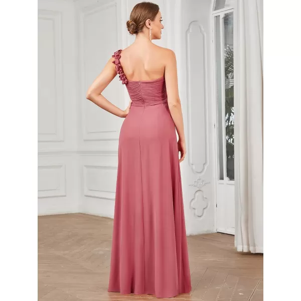 EverPretty Womens Elegant One Shoulder Empire Waist Flowy Maxi Bridesmaids Dress 09768USACame Brown