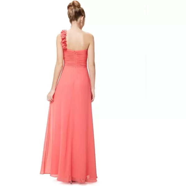 EverPretty Womens Elegant One Shoulder Empire Waist Flowy Maxi Bridesmaids Dress 09768USACoral