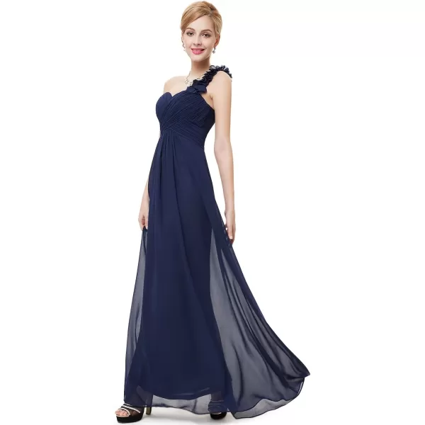 EverPretty Womens Elegant One Shoulder Empire Waist Flowy Maxi Bridesmaids Dress 09768USANavy Blue