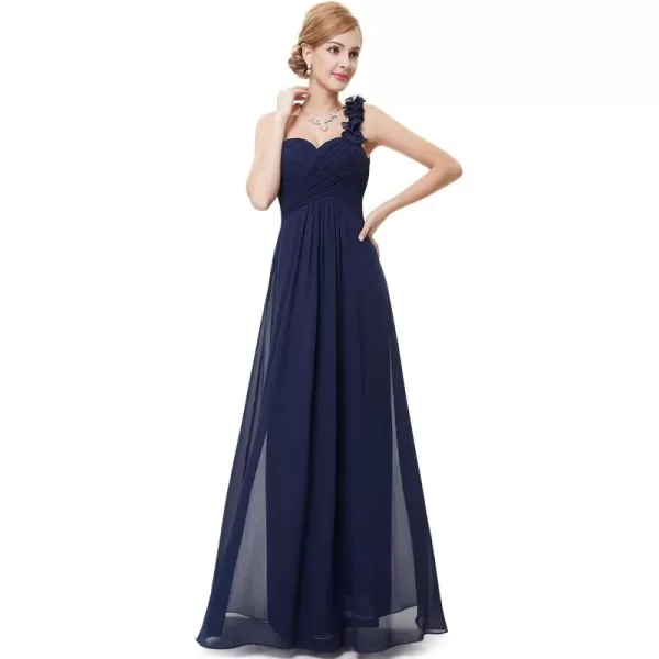 EverPretty Womens Elegant One Shoulder Empire Waist Flowy Maxi Bridesmaids Dress 09768USANavy Blue