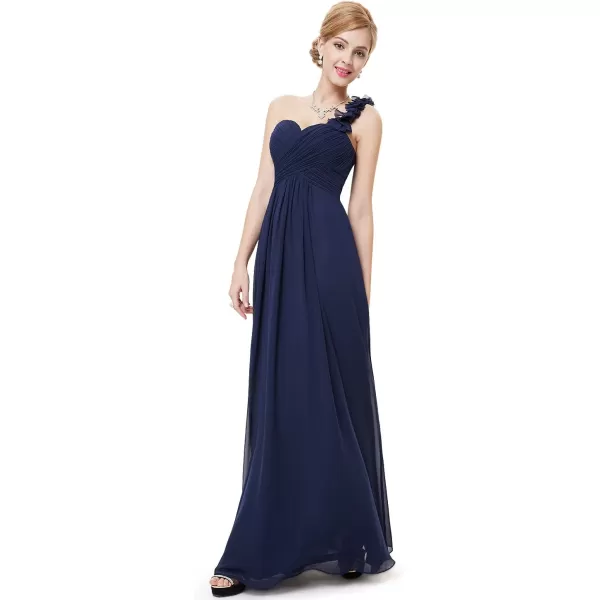 EverPretty Womens Elegant One Shoulder Empire Waist Flowy Maxi Bridesmaids Dress 09768USANavy Blue