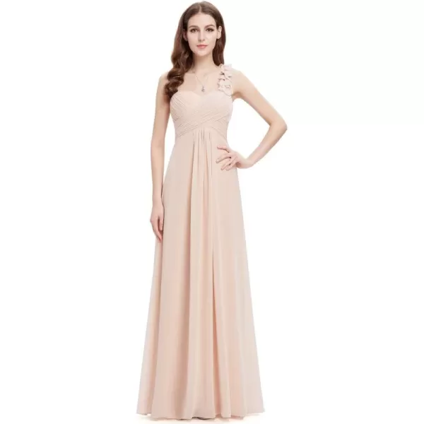 EverPretty Womens Elegant One Shoulder Empire Waist Flowy Maxi Bridesmaids Dress 09768USANude