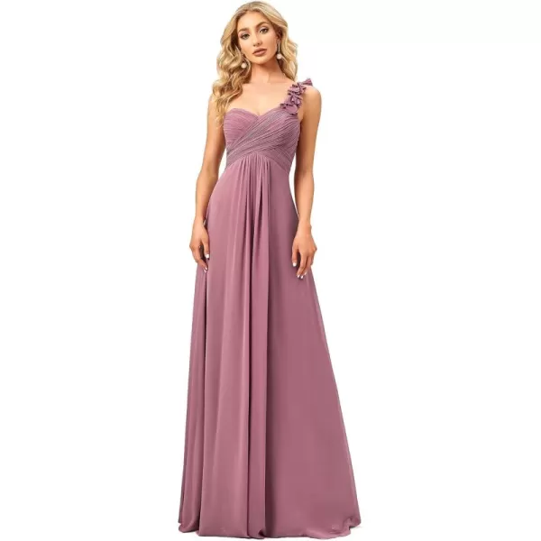 EverPretty Womens Elegant One Shoulder Empire Waist Flowy Maxi Bridesmaids Dress 09768USAOrchid