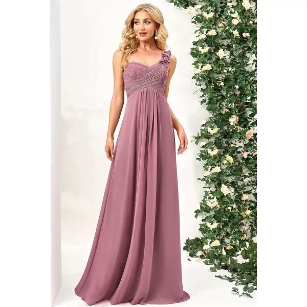 EverPretty Womens Elegant One Shoulder Empire Waist Flowy Maxi Bridesmaids Dress 09768USAOrchid