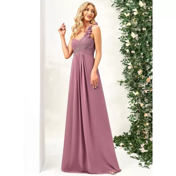 EverPretty Womens Elegant One Shoulder Empire Waist Flowy Maxi Bridesmaids Dress 09768USAOrchid