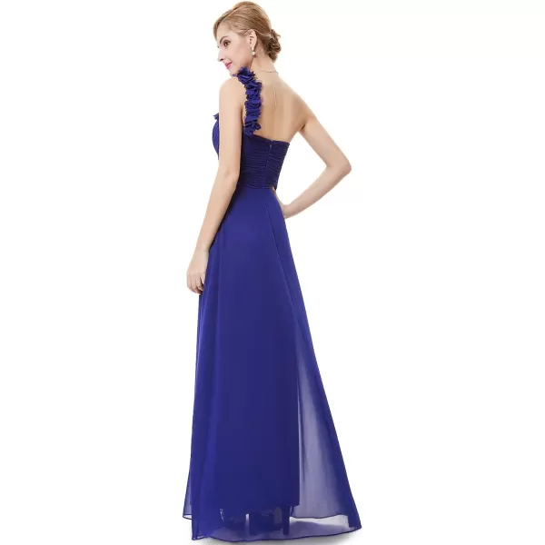 EverPretty Womens Elegant One Shoulder Empire Waist Flowy Maxi Bridesmaids Dress 09768USASapphire Blue