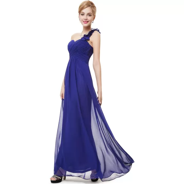 EverPretty Womens Elegant One Shoulder Empire Waist Flowy Maxi Bridesmaids Dress 09768USASapphire Blue