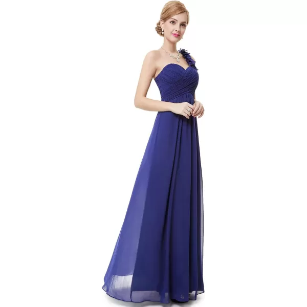 EverPretty Womens Elegant One Shoulder Empire Waist Flowy Maxi Bridesmaids Dress 09768USASapphire Blue