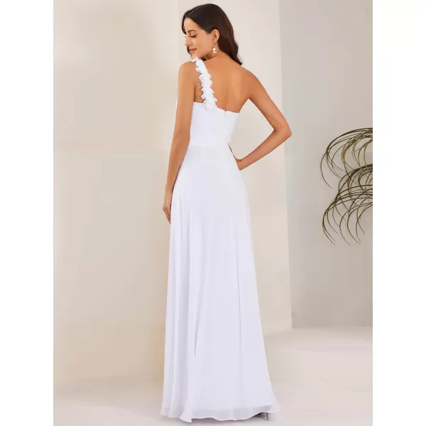 EverPretty Womens Elegant One Shoulder Empire Waist Flowy Maxi Bridesmaids Dress 09768USAWhite