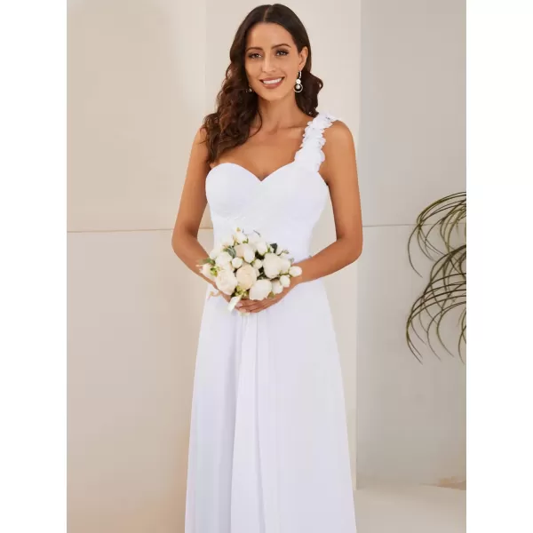 EverPretty Womens Elegant One Shoulder Empire Waist Flowy Maxi Bridesmaids Dress 09768USAWhite