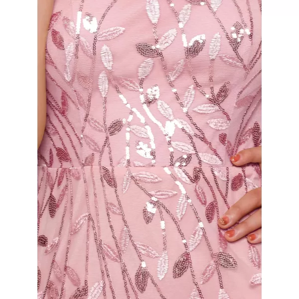 EverPretty Womens Elegant Short Sleeve Sequin Mermaid Evening Dress 07708PHPink