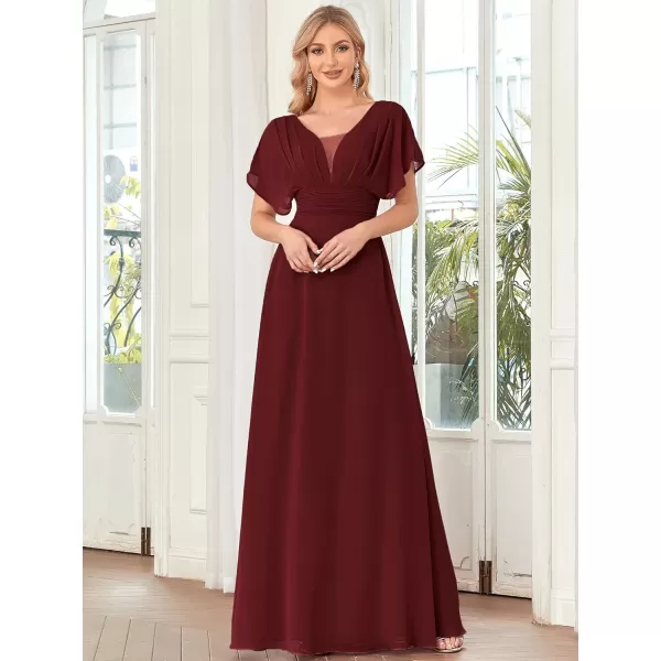 EverPretty Womens Elegant VNeck Formal Evening Dresses 7851Burgundy