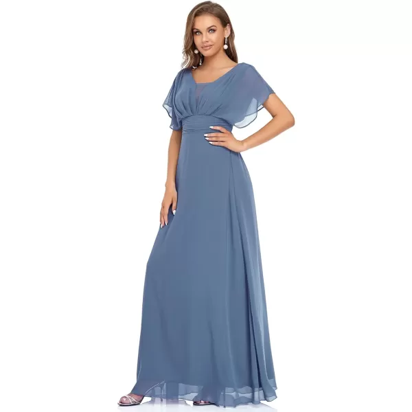 EverPretty Womens Elegant VNeck Formal Evening Dresses 7851Haze Blue