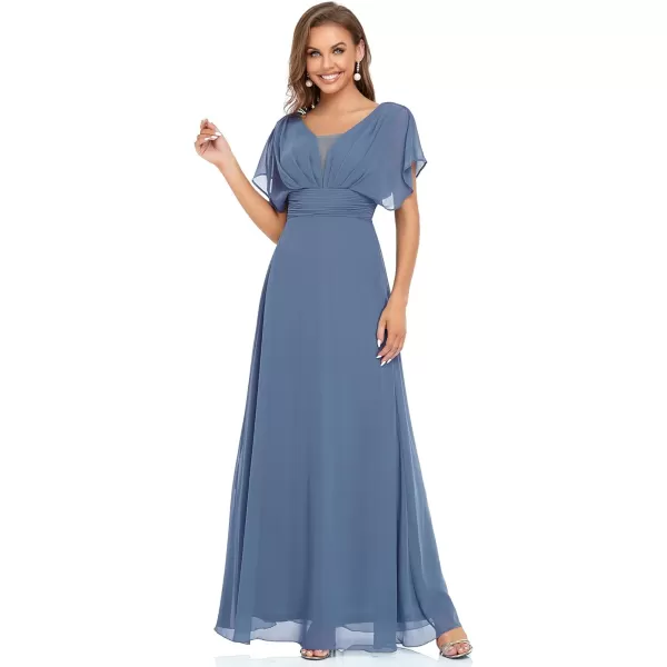 EverPretty Womens Elegant VNeck Formal Evening Dresses 7851Haze Blue