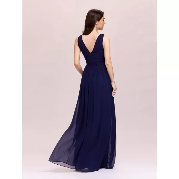 EverPretty Womens Elegant VNeck Sleeveless Chiffon SemiFormal Maxi Evening Dress 09016USANavy Blue