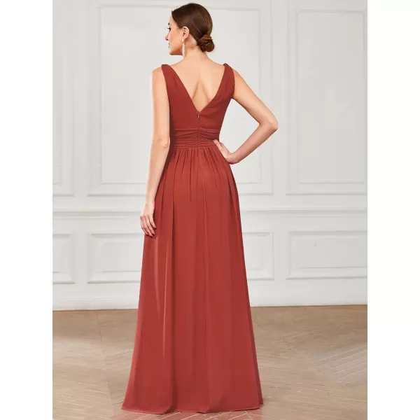 EverPretty Womens Elegant VNeck Sleeveless Chiffon SemiFormal Maxi Evening Dress 09016USAVermilion