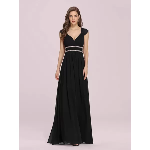 EverPretty Womens Elegant VNeck Sleeveless Formal Long Evening Dress 08697Black