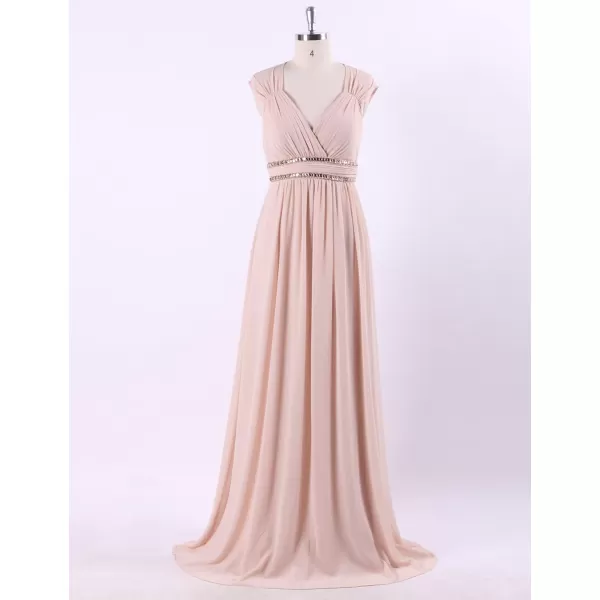 EverPretty Womens Elegant VNeck Sleeveless Formal Long Evening Dress 08697Blush